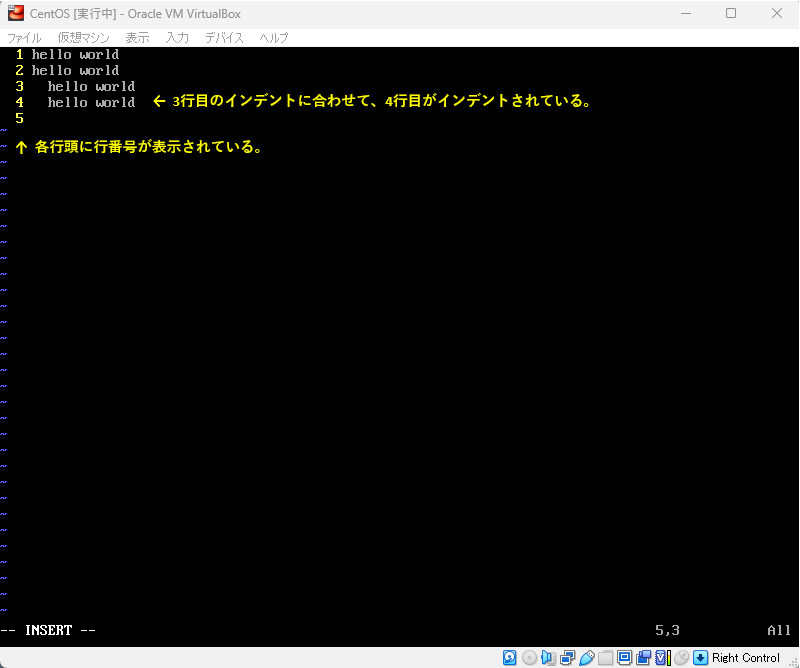 vimrcで設定が反映されたことを確認する