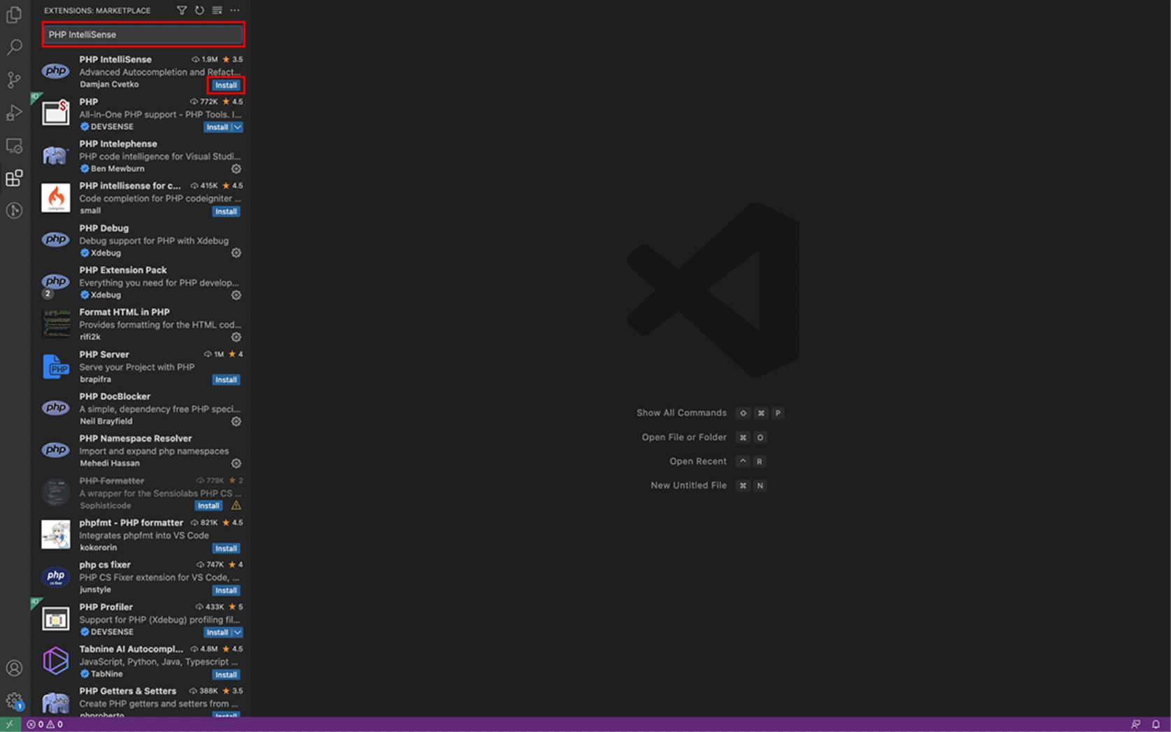 PHP IntelliSense導入手順2