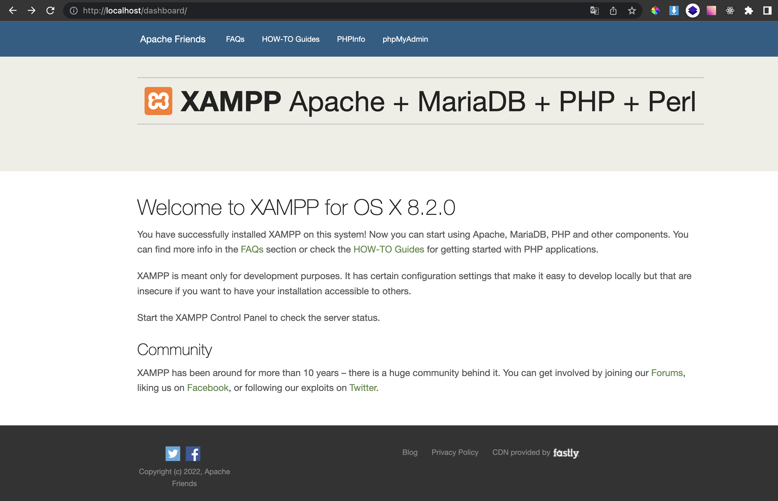 localhostのdashboard