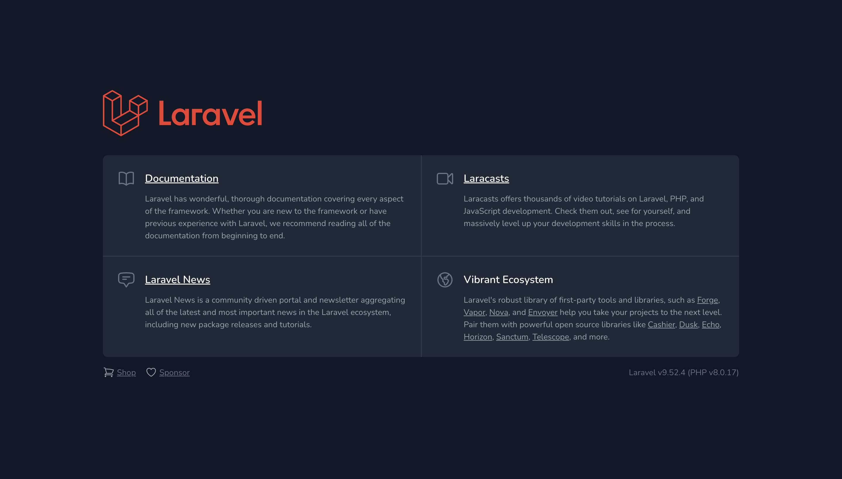 Laravel　welcomeページ